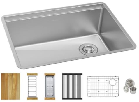Elkay Crosstown Collection ECTRU24169RTWC - 18-1/2" x 9" Single Bowl Undermount Sink Kit