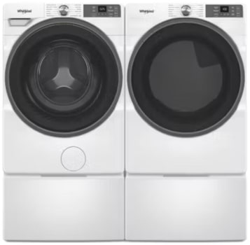Whirlpool WHWADRERW57201 - Side by Side on Pedestals Washer & Dryer Set with Smart Front Load Washer & Smart Electric Dryer in White