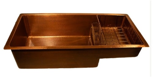 Nantucket Sinks Brightwork Home Collection STEPPE3918HC - 39 Inch Undermount Hammered Cooper Kitchen Sink