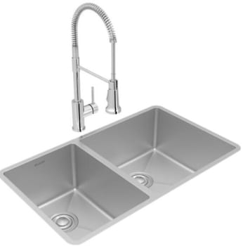 Elkay ECTRU32179LTFCC - 18 1/2 40/60 Double Bowl Undermount Sink & Faucet Kit
