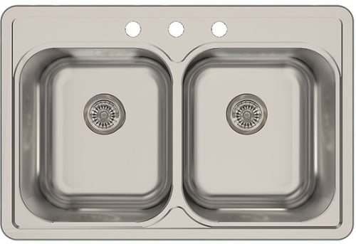 Nantucket Sinks Madaket Collection NS3322DE - 33 Inch Drop-In Double Bowl Kitchen Sink with 18 Gauge Stainless Steel