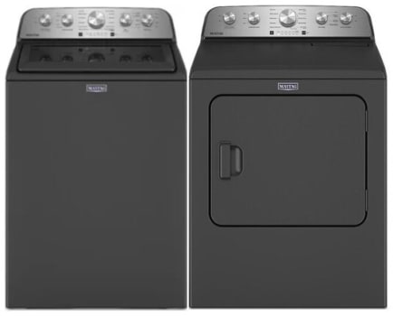 Maytag MGWADRGPBK5430 - Side-by-Side Washer & Dryer Set with Top Load Washer and Gas Dryer in Black