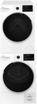 Smeg SMWADRE24UWH1 - Stacked Washer & Dryer Set with Front Load Washer & Electric Heat Pump Dryer in White