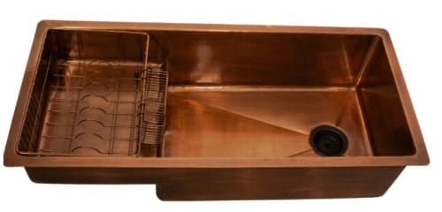 Nantucket Sinks Brightwork Home Collection STEPPE3918SMC - 39 Inch Undermount Smooth Cooper Kitchen Sink