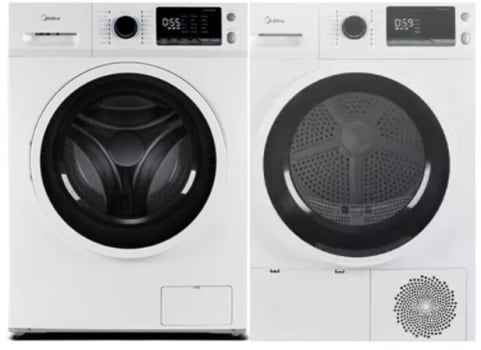 Midea MIDWADREBWW25N7 - Side-by-Side Washer & Dryer Set with Front Load Washer & Ventless Electric Dryer in White