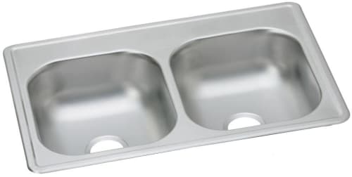 Elkay Dayton Elite Collection DSE233190 - 33 Inch Drop-In Double Bowl Stainless Steel Sink No Faucet Hole