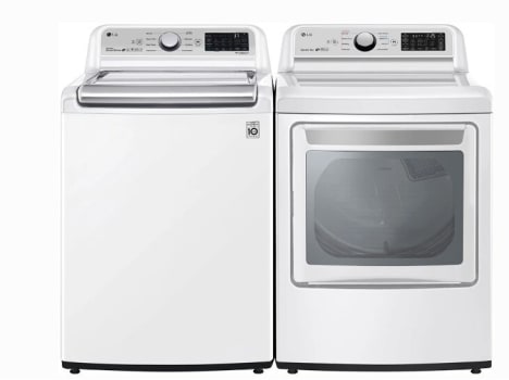 LG LGWADRECW7305 - Side-by-Side Washer & Dryer Set with Top Load Washer & Electric Dryer in White