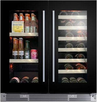 XO XOU30BWDDGB - 30 Inch Undercounter Combo Beverage Center & Wine Cooler