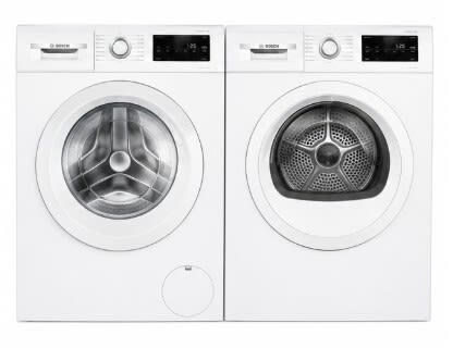 Bosch 300 Series BOWADREUC14400 - Side-by-Side Washer & Dryer Set with Front Load Washer and Electric Dryer in White