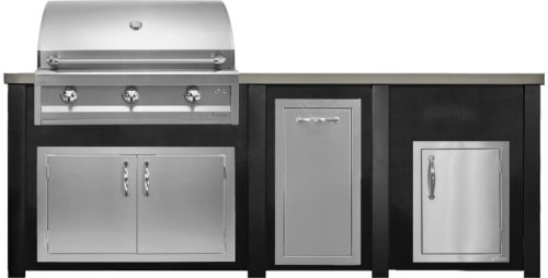 Haven Outdoor HART96DOORBB - Haven Outdoor™ 96" Brushed Black Outdoor Kitchen Island