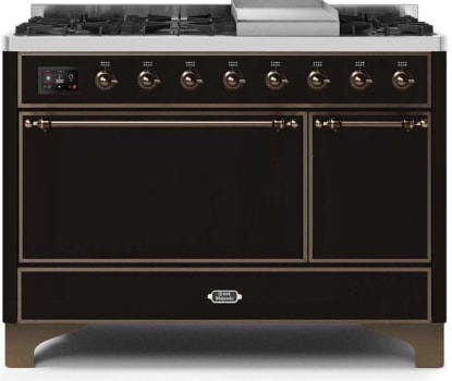 Ilve Majestic II Collection UM12FDQNS3BKB - Freestanding Dual Fuel Range Black