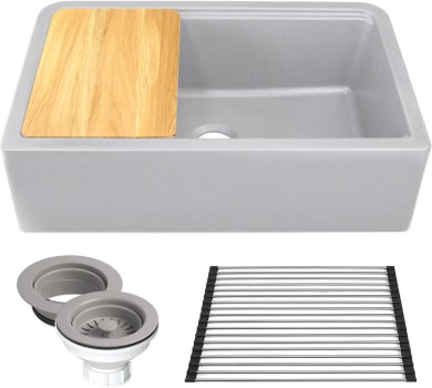 Nantucket Sinks PR3320APSG - 33 Inch Reversible Granite Composite Apron Sink with Accessories