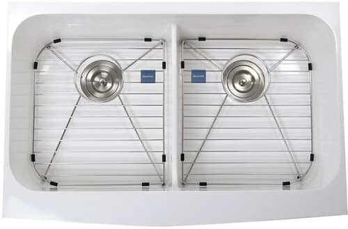 Nantucket Sinks NSGSEZA32D - Double Bowl Retrofit Farmhouse Apron Sink with Sink Grid