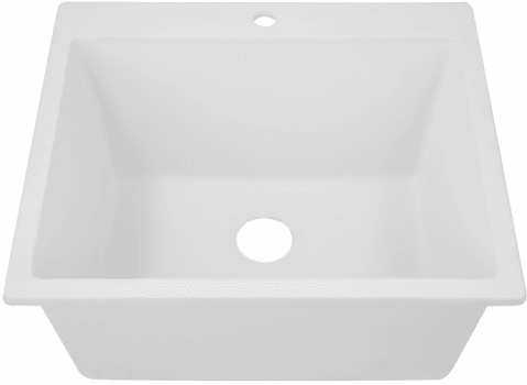 Nantucket Sinks PR2522DMW - 25 Inch Dualmount Single Bowl Granite Composite Laundry Sink with Drain Opening