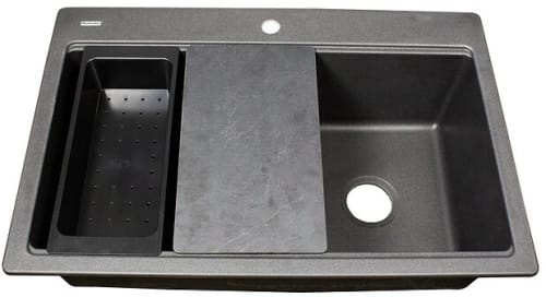 Nantucket Sinks PR3322PSBL - 33 Inch Dualmount Granite Composite Prep-Station Kitchen Sink