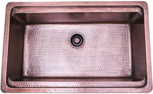 Nantucket Sinks Brightwork Home Collection KCHPS3220 - 32 Inch Dual Mount Single Bowl Prepstation Kitchen Sink with 16 Gauge Copper