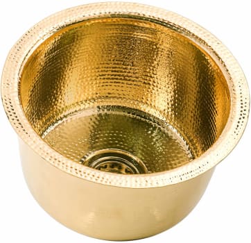 Nantucket Sinks Brightwork Home Collection RS15UB - 15 Inch Hand Hammered Brass Round Bar Sink