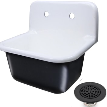 Nantucket Sinks Anchor Collection CI2218FBMBLSET - 22 Inch Wall Mount Cast Iron Utility Sink