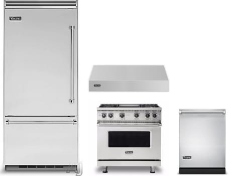Viking VIRERADWRH323 4 Piece Kitchen Appliances Package with Bottom ...