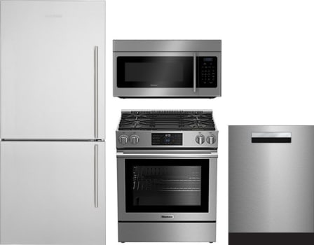 Blomberg Blreradwmw210 4 Piece Kitchen Appliances Package With Bottom Freezer Refrigerator Gas Range Dishwasher And Over The Range Microwave In Stainless Steel