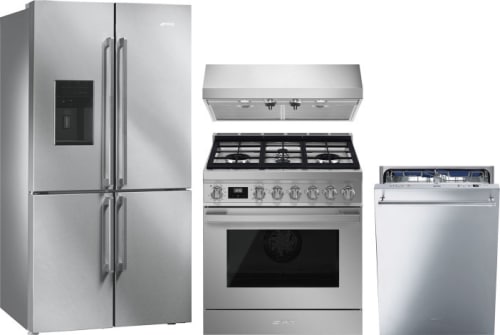 Smeg SMRERADWRH22 4 Piece Kitchen Appliances Package with ...