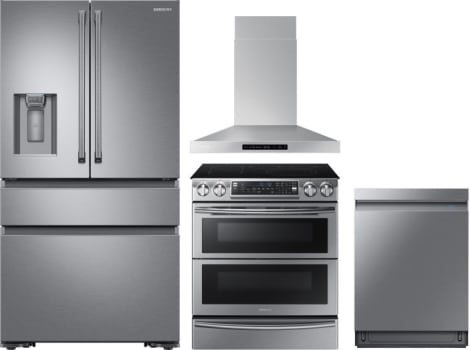 Samsung Sareradwrh1 4 Piece Kitchen Appliances Package With French Door Refrigerator Electric Range And Dishwasher In Stainless Steel
