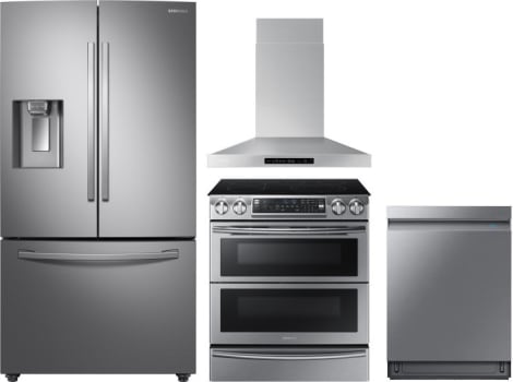 Samsung Sareradwrh9 4 Piece Kitchen Appliances Package With French Door Refrigerator Electric Range And Dishwasher In Stainless Steel