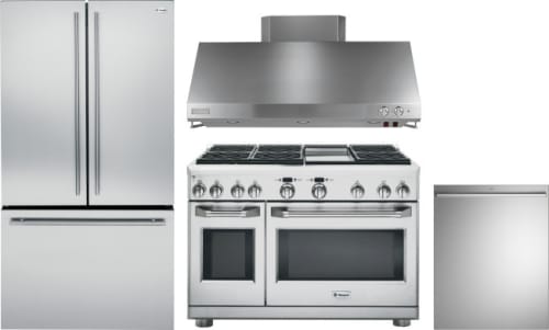 Monogram Moreradwrh2076 4 Piece Kitchen Appliances Package With French Door Refrigerator Gas Range And Dishwasher In Stainless Steel