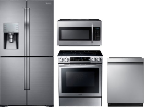 Samsung Sareradwmw12547 4 Piece Kitchen Appliances Package With French Door Refrigerator Electric Range Dishwasher And Over The Microwave In Stainless Steel - Samsung Microwave Glass Door Shattered Samsung Sareradwmw12547 4 Piece Kitchen Appliances Package With French Door Refrigerator Electric Range Dishwasher And Over The Microwave In Stainless Steel - Samsung Microwave Glass Door Shattered