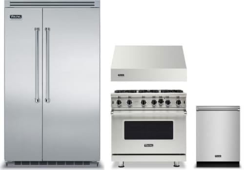 Viking VIRERADWRH2119 4 Piece Kitchen Appliances Package with Side-by