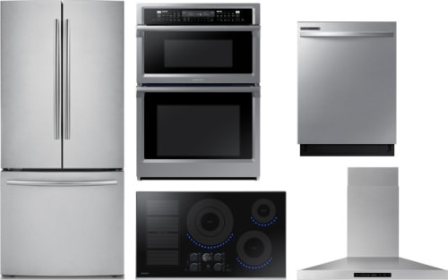 Samsung Sarectwodwrh210 5 Piece Kitchen Appliances Package With French Door Refrigerator And Dishwasher In Stainless Steel