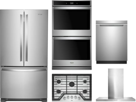 Whirlpool Wprectwodwrh3 5 Piece Kitchen Appliances Package With French Door Refrigerator And Dishwasher In Stainless Steel