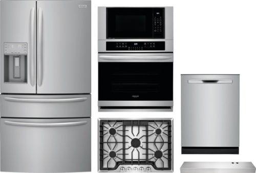 Frigidaire Frrectwodwrh7 5 Piece Kitchen Appliances Package With French Door Refrigerator And Dishwasher In Stainless Steel