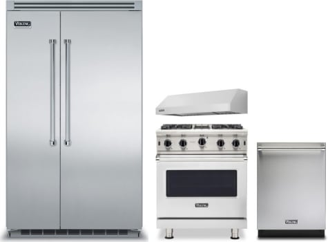 Viking VIRERADWRH1495 4 Piece Kitchen Appliances Package with Side-by