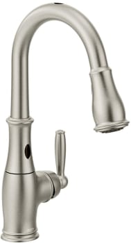 Moen 7185esrs Brantford One Handle Deck Mounted High Arc Pulldown Kitchen Faucet With Motionsense Spot Resist Powerclean Reflex Pulldown System Duralock Quick Connect System And Ada Compliant