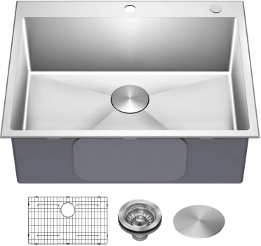 Kraus Standart PRO Series KHT30028 - 28 Inch Drop In / Undermount 16 Gauge Single Bowl 2-Hole Stainless Steel Kitchen Sink