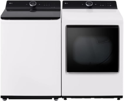 LG LGWADRECW8600 - Side-by-Side Washer & Dryer Set with Top Load Washer and Electric Dryer in White