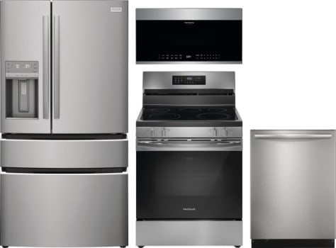 Frigidaire black stainless steel kitchen appliance package top