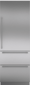 Sub-Zero 7023706 - Integrated Stainless Steel 30" Tall Door Panel with Tubular Handle - Right Hinge