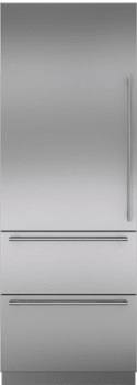Sub-Zero 7023707 - Integrated Stainless Steel 30" Tall Door Panel with Tubular Handle - Left Hinge
