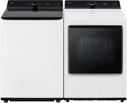 LG LGWADRECW8405 - Side-by-Side Washer & Dryer Set with Top Load Washer & Heat Pump Dryer in Alpine White