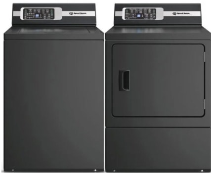 Speed Queen SPWADRGBN7006 - Side-by-Side Washer & Dryer Set with Top Load Washer & Gas Dryer in Matte Black