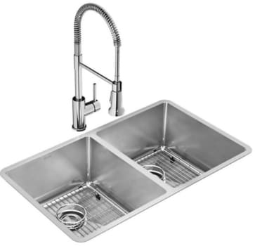Elkay ECTRU31179TFC - 18-1/2 Equal Double Bowl Undermount Sink Kit