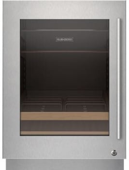 Sub-Zero Designer Series 9029026 - Stainless Steel Left Hinge Glass Door Panel with Lock and Tubular Handle
