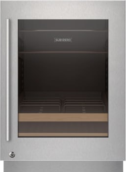 Sub-Zero Designer Series 9029032 - Stainless Steel Glass Door Panel with Lock - Tubular Handle, Right Hinge