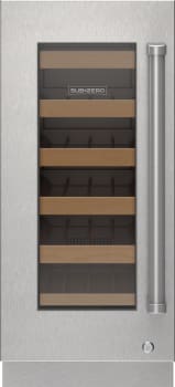 Sub-Zero 9029151 - Stainless Steel Glass Door Panel With Lock - Pro Handle, Left Hinge