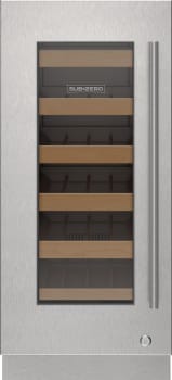 Sub-Zero 9029158 - Stainless Steel Glass Door Panel With Lock - Tubular Handle, Left Hinge