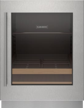 Sub-Zero 9029179 - Stainless Steel Glass Door Panel - Tubular Handle, Right Hinge