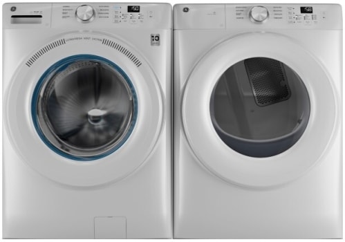GE GEWADRGYWW350SS - Side-by-Side Washer & Dryer with Smart Front Load Washer and Gas Dryer in White