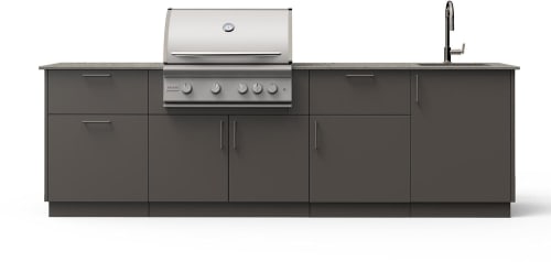 Blaze BSNST32GUNKEONLPMG - 10-Ft Outdoor Kitchen Island w/ Marine-Grade 32-Inch Premium LTE+ Grill in Gunmetal w/ Keon Countertop